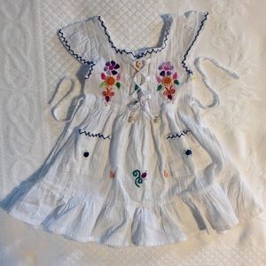 Sweetest Boho Baby Dress White w/ Embroidery